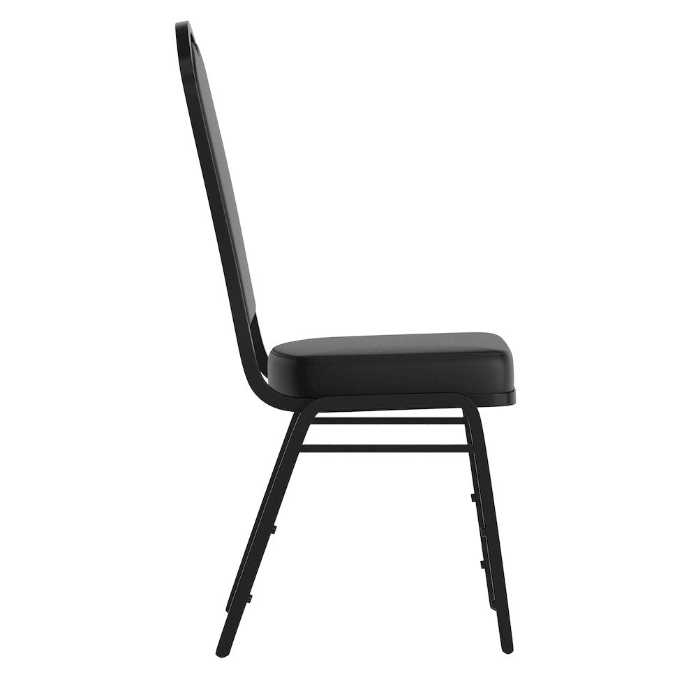HERCULES Series Crown Back Stacking Banquet Chair in Black Vinyl - Black Frame