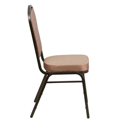 Crown Back Stacking Banquet Chair in Gold Diamond Fabric - Gold Vein Frame