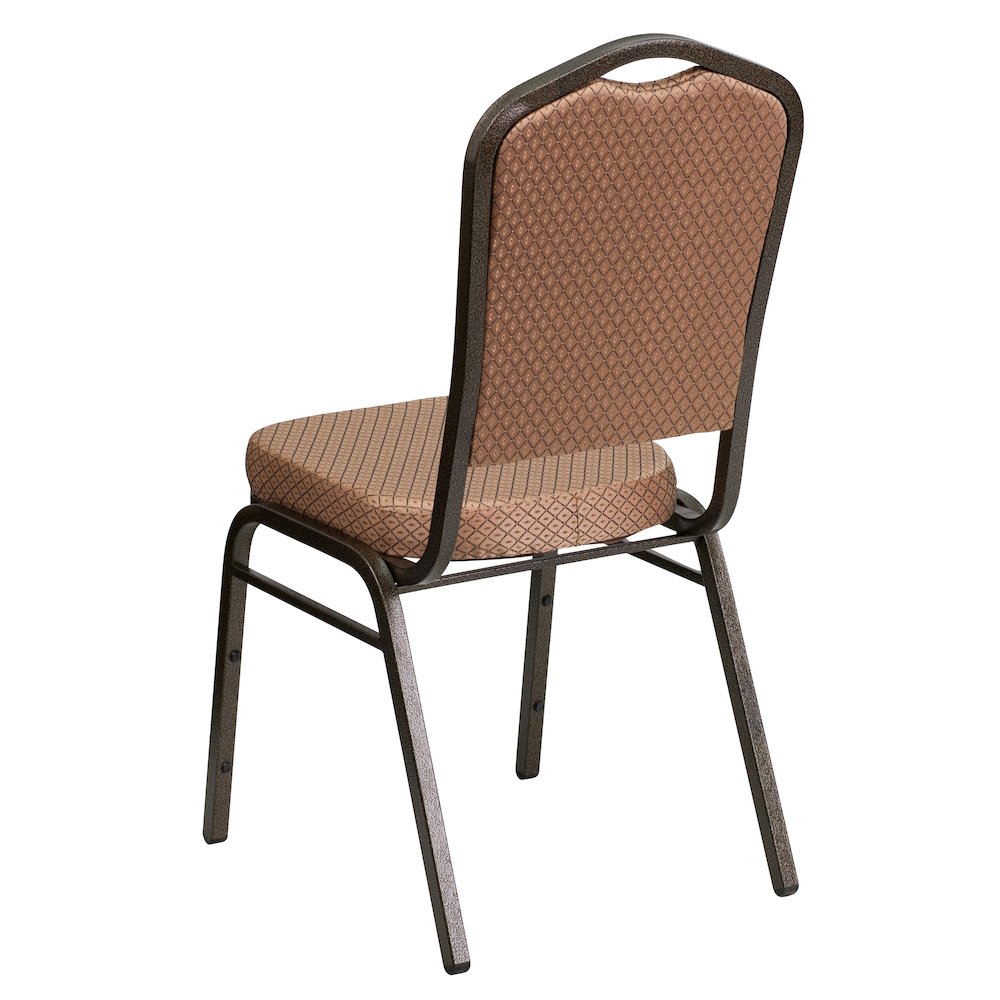 Crown Back Stacking Banquet Chair in Gold Diamond Fabric - Gold Vein Frame