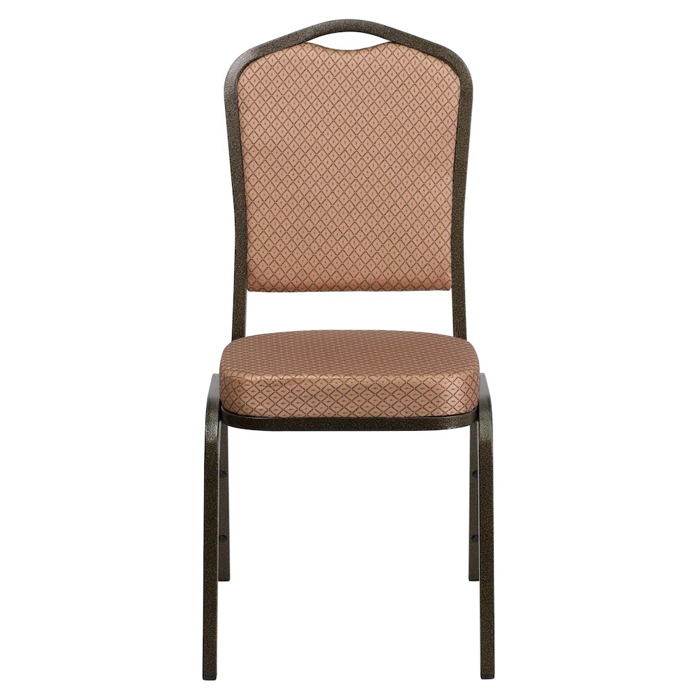 Crown Back Stacking Banquet Chair in Gold Diamond Fabric - Gold Vein Frame