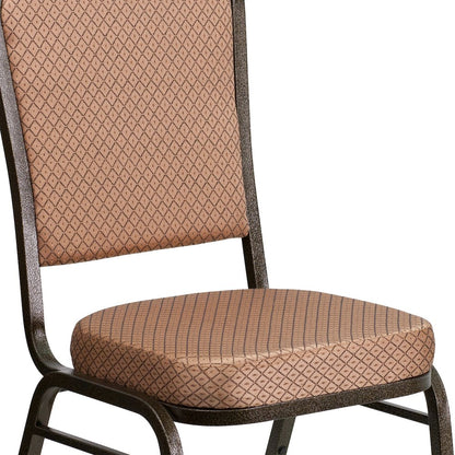 Crown Back Stacking Banquet Chair in Gold Diamond Fabric - Gold Vein Frame