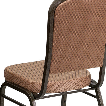 Crown Back Stacking Banquet Chair in Gold Diamond Fabric - Gold Vein Frame