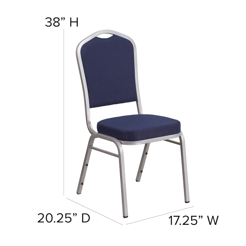 Crown Back Stacking Banquet Chair in Black Fabric - Silver Frame