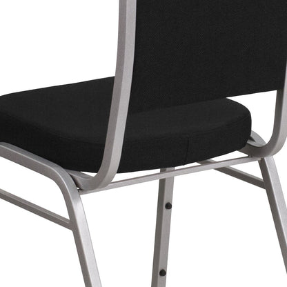 Crown Back Stacking Banquet Chair in Black Fabric - Silver Frame