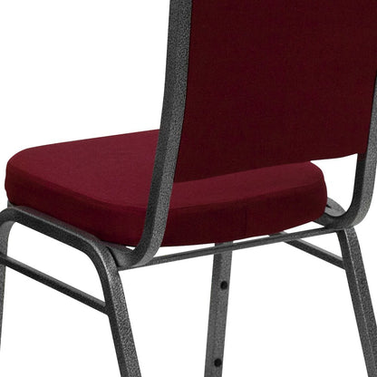 Crown Back Stacking Banquet Chair in Burgundy Fabric - Silver Vein Frame