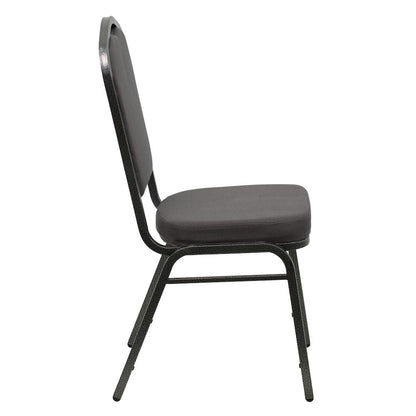 Crown Back Stacking Banquet Chair in Gray Fabric - Silver Vein Frame