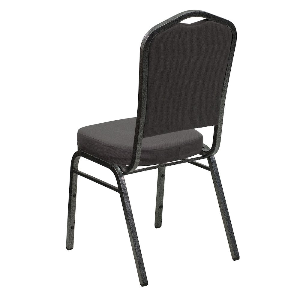 Crown Back Stacking Banquet Chair in Gray Fabric - Silver Vein Frame