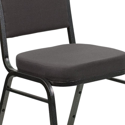 Crown Back Stacking Banquet Chair in Gray Fabric - Silver Vein Frame