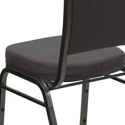 Crown Back Stacking Banquet Chair in Gray Fabric - Silver Vein Frame