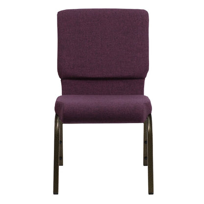 18.5''W Stacking Church Chair in Plum Fabric - Gold Vein Frame