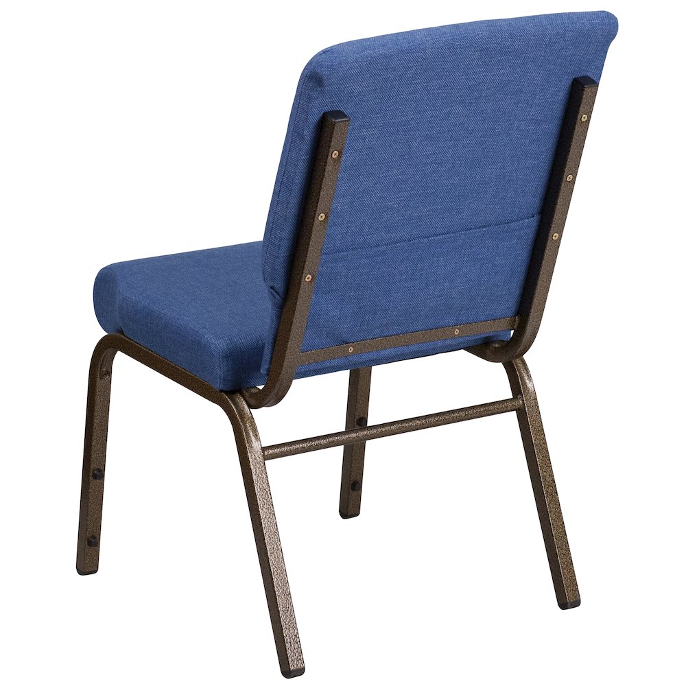 18.5''W Stacking Church Chair in Blue Fabric - Gold Vein Frame