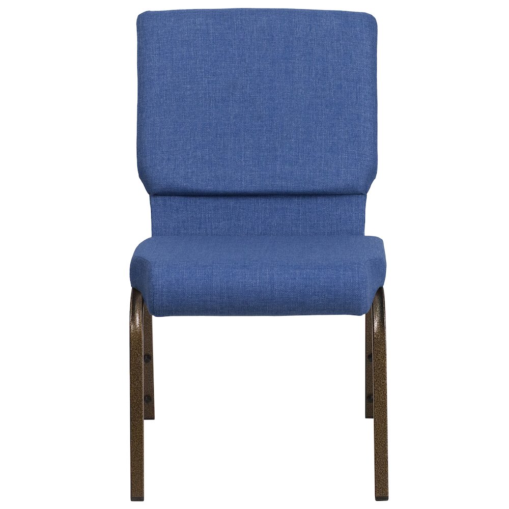 18.5''W Stacking Church Chair in Blue Fabric - Gold Vein Frame