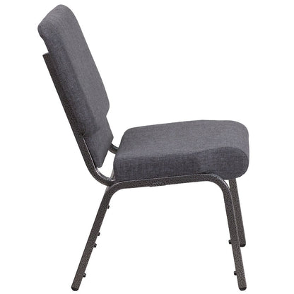 18.5''W Stacking Church Chair in Dark Gray Fabric - Silver Vein Frame