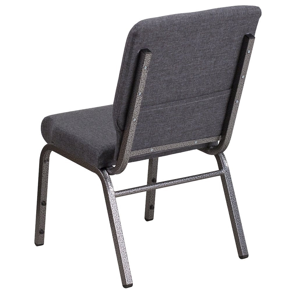 18.5''W Stacking Church Chair in Dark Gray Fabric - Silver Vein Frame