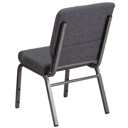 18.5''W Stacking Church Chair in Dark Gray Fabric - Silver Vein Frame