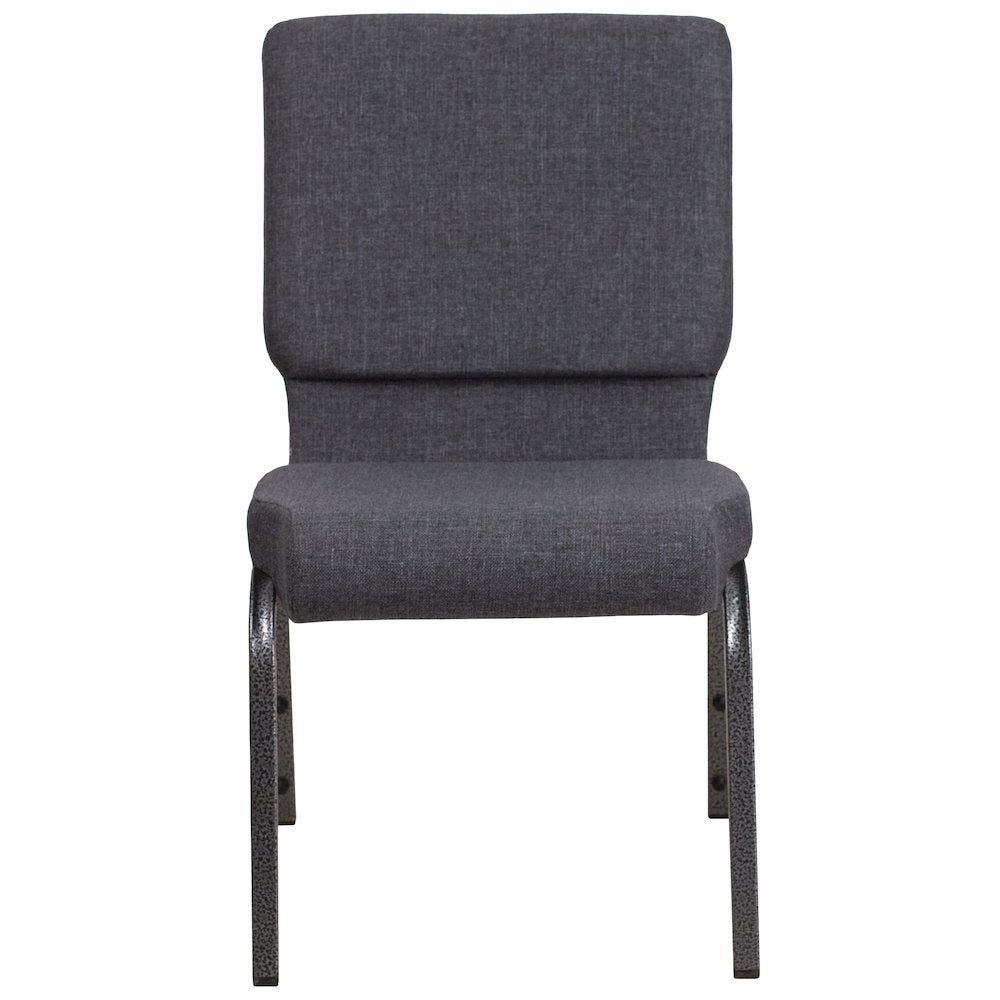 18.5''W Stacking Church Chair in Dark Gray Fabric - Silver Vein Frame
