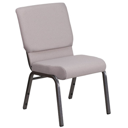 18.5''W Stacking Church Chair in Gray Dot Fabric - Silver Vein Frame