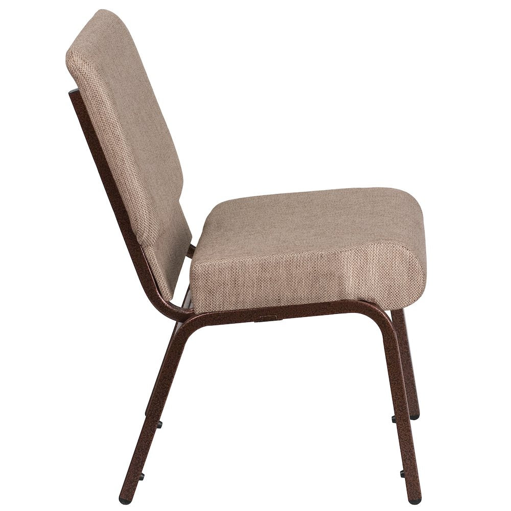 21''W Stacking Church Chair in Beige Fabric - Copper Vein Frame