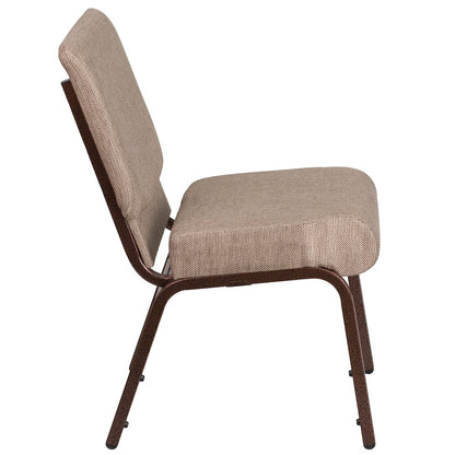 21''W Stacking Church Chair in Beige Fabric - Copper Vein Frame