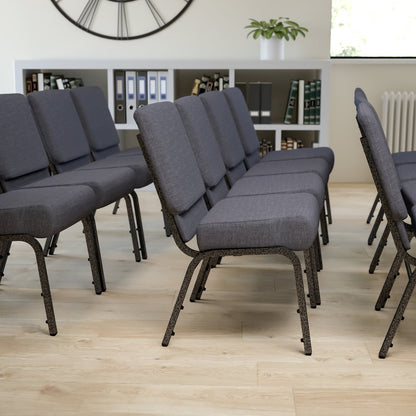 21''W Church Chair in Dark Gray Fabric - Silver Vein Frame