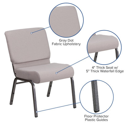 21''W Church Chair in Gray Dot Fabric - Silver Vein Frame