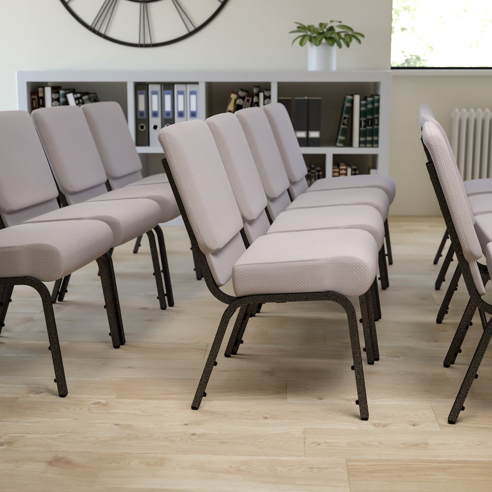 21''W Church Chair in Gray Dot Fabric - Silver Vein Frame