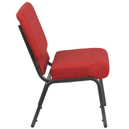 21''W Stacking Church Chair in Crimson Fabric - Silver Vein Frame
