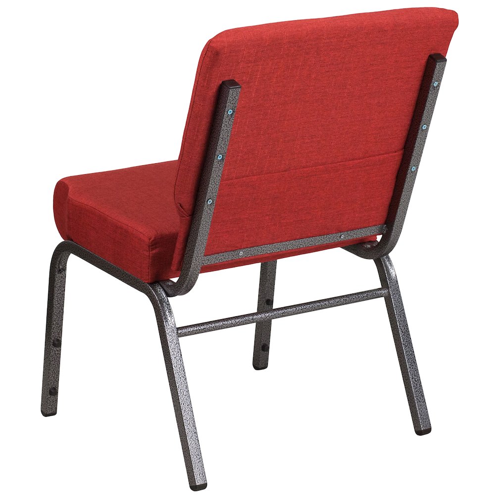 21''W Stacking Church Chair in Crimson Fabric - Silver Vein Frame