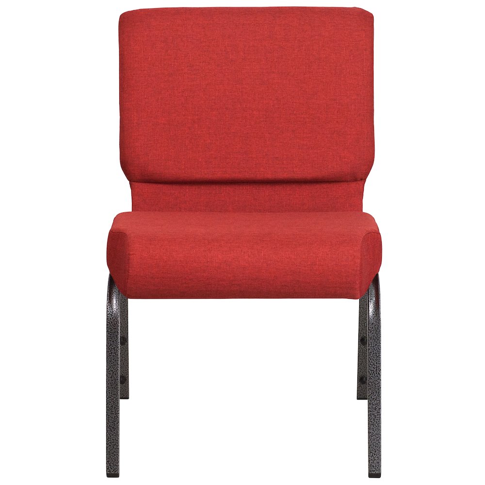 21''W Stacking Church Chair in Crimson Fabric - Silver Vein Frame