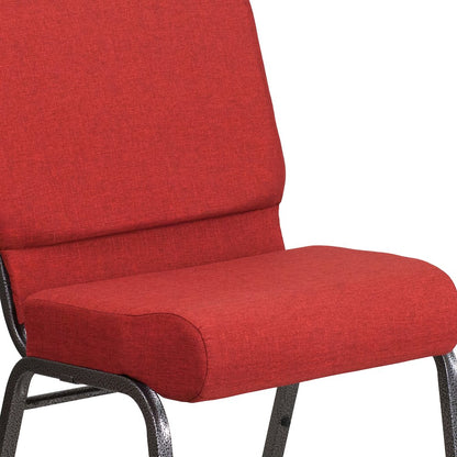 21''W Stacking Church Chair in Crimson Fabric - Silver Vein Frame
