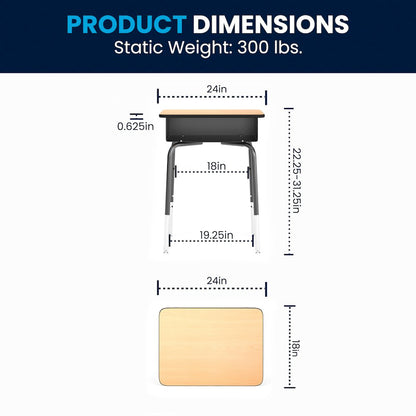 Student Desk with Open Front Metal Book Box - Natural