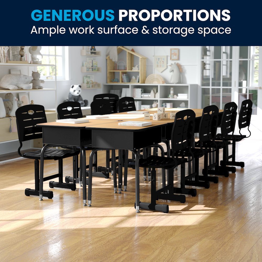Student Desk with Open Front Metal Book Box - Natural