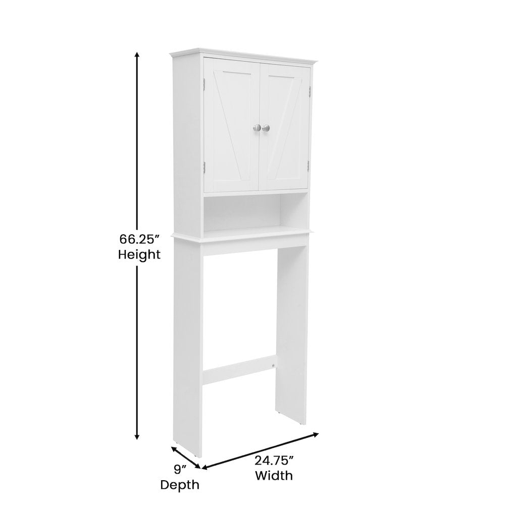 Farmhouse Style Over the Toilet Bathroom Storage Cabinet Organizer, White