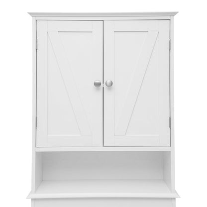 Farmhouse Style Over the Toilet Bathroom Storage Cabinet Organizer, White