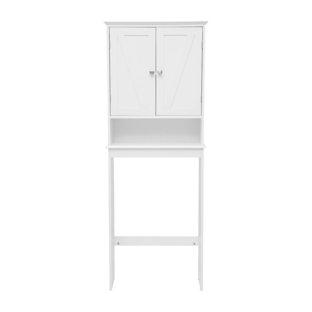 Farmhouse Style Over the Toilet Bathroom Storage Cabinet Organizer, White