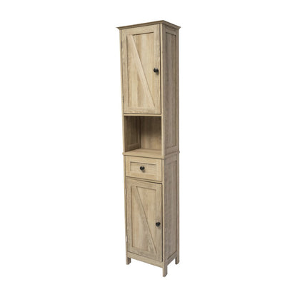 Farmhouse Tall Linen Tower Storage Cabinet, Brown