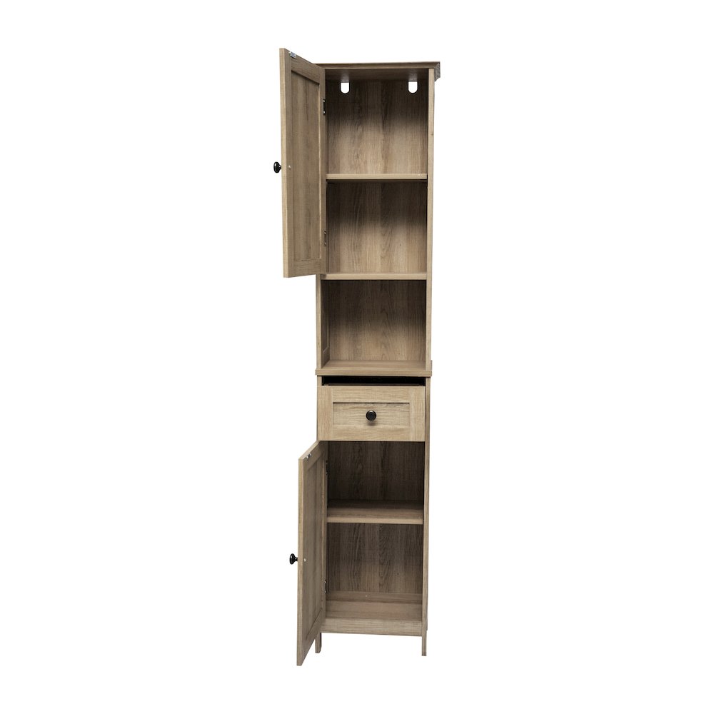 Farmhouse Tall Linen Tower Storage Cabinet, Brown