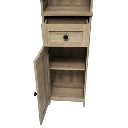 Farmhouse Tall Linen Tower Storage Cabinet, Brown