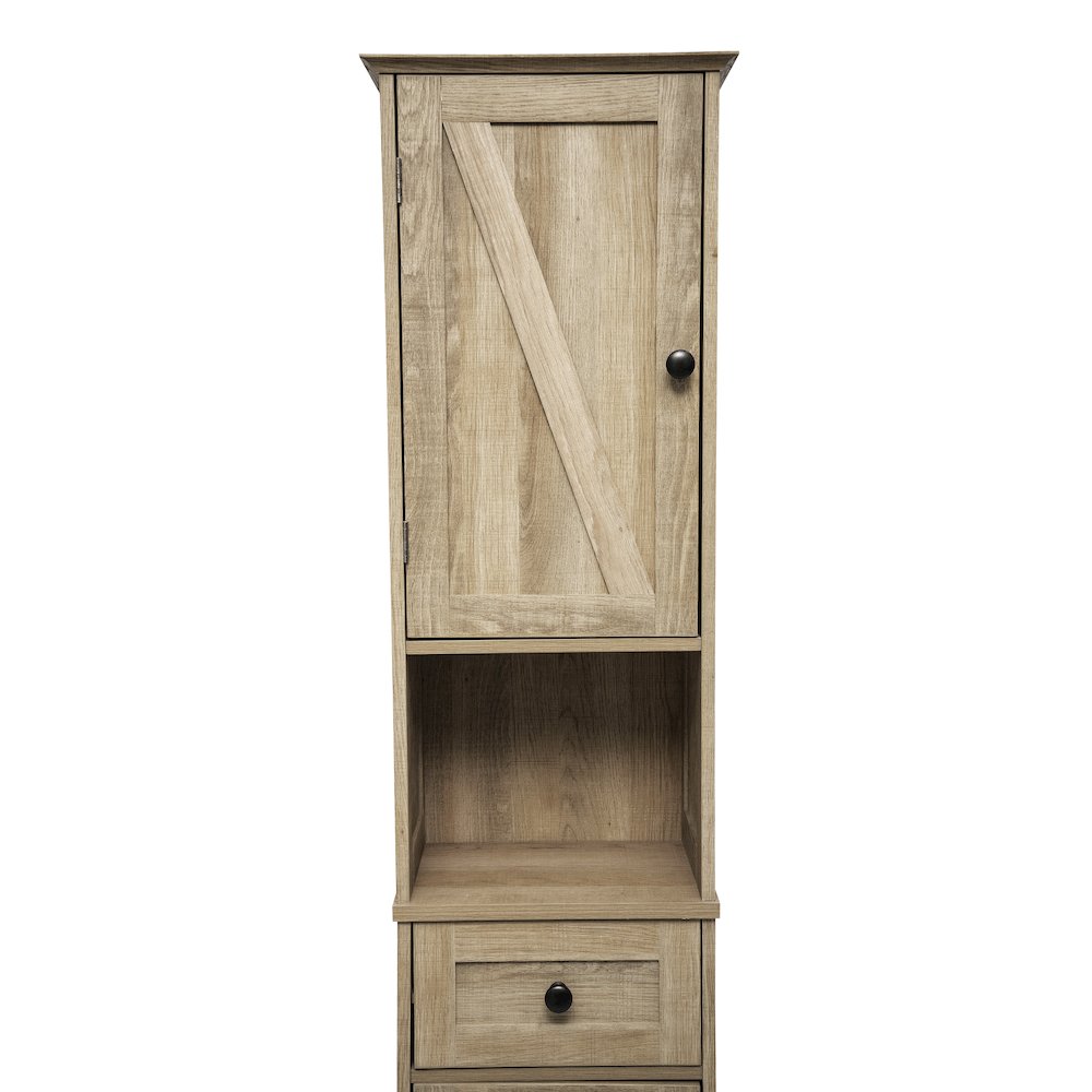 Farmhouse Tall Linen Tower Storage Cabinet, Brown