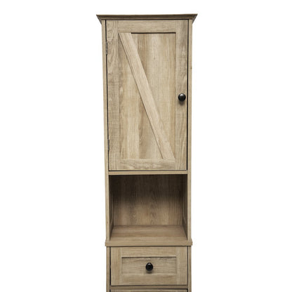 Farmhouse Tall Linen Tower Storage Cabinet, Brown