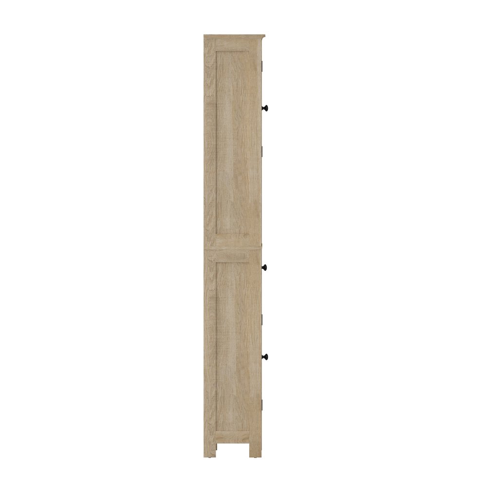 Farmhouse Tall Linen Tower Storage Cabinet, Brown
