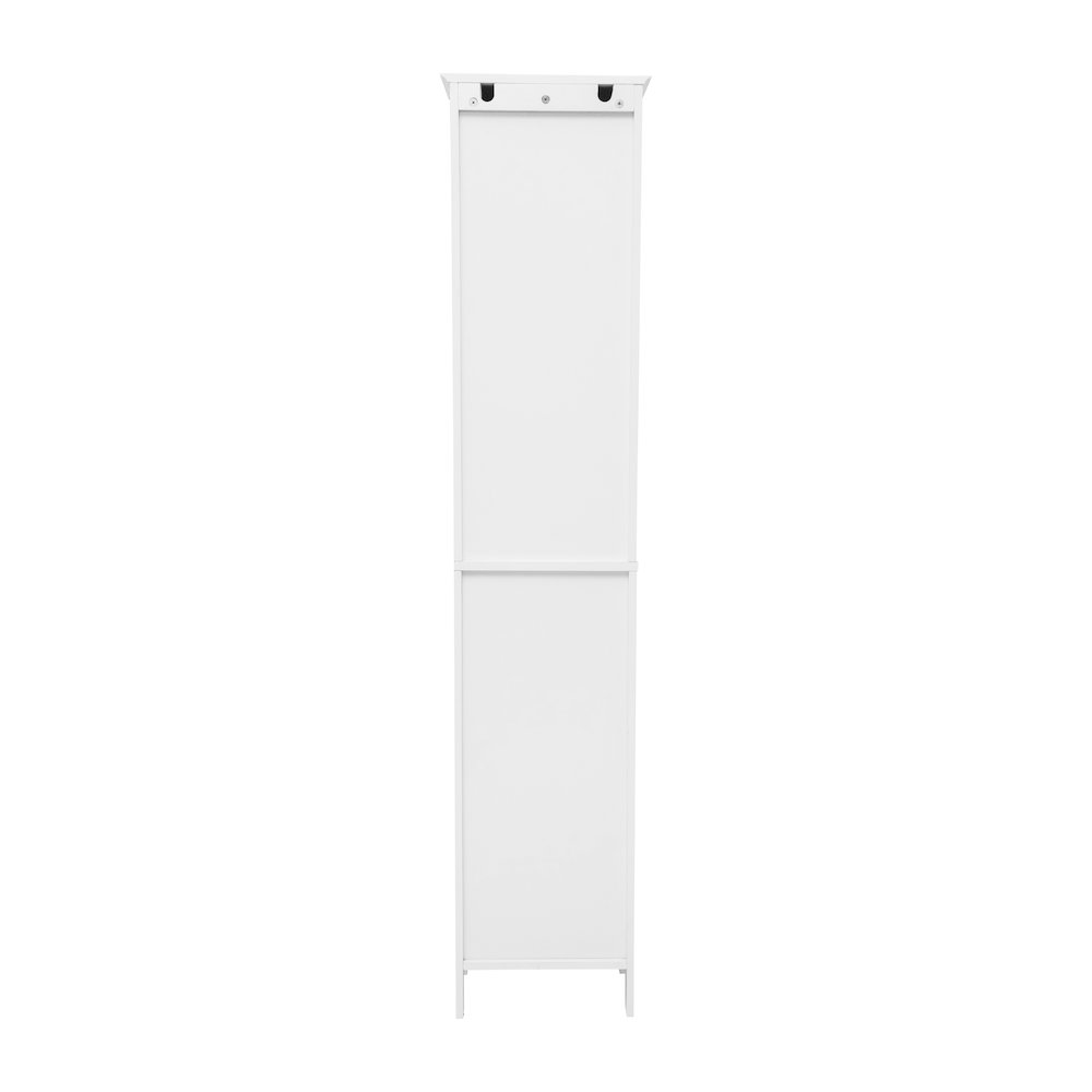 Farmhouse Tall Linen Tower Storage Cabinet, White