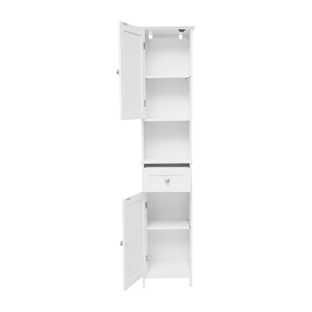 Farmhouse Tall Linen Tower Storage Cabinet, White