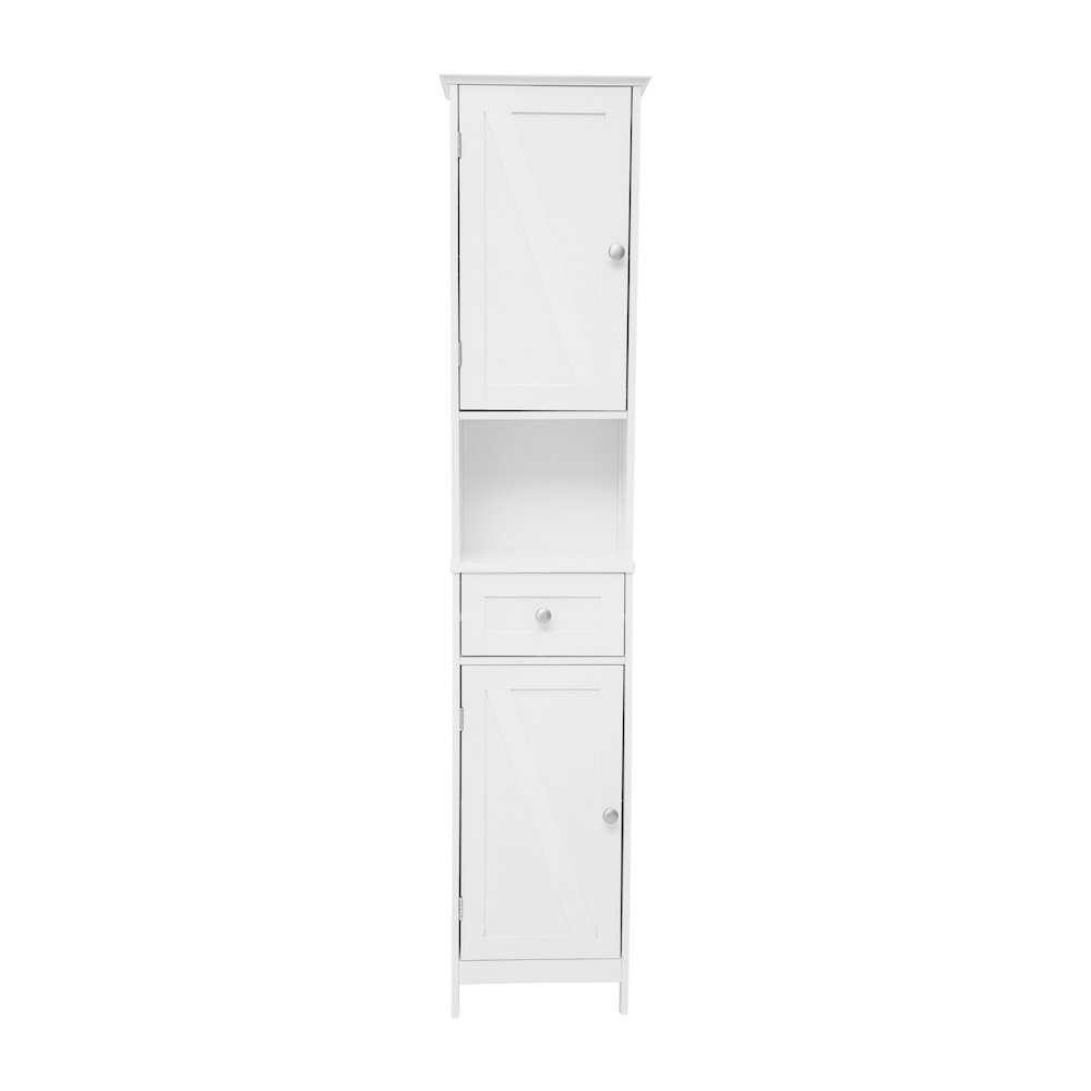 Farmhouse Tall Linen Tower Storage Cabinet, White