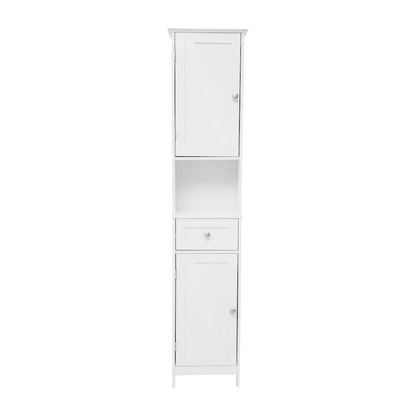Farmhouse Tall Linen Tower Storage Cabinet, White