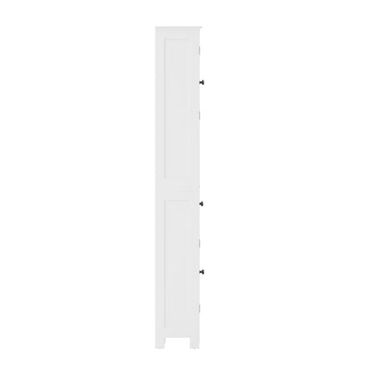 Farmhouse Tall Linen Tower Storage Cabinet, White