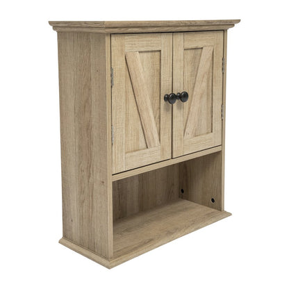 Farmhouse Wall Mounted Bathroom Medicine Cabinet, Brown