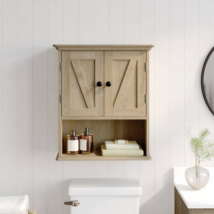 Farmhouse Wall Mounted Bathroom Medicine Cabinet, Brown