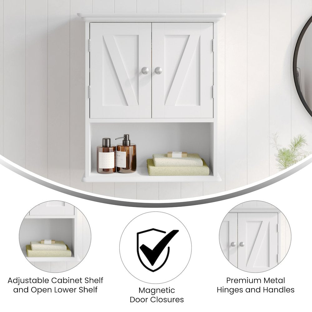 Farmhouse Wall Mounted Bathroom Medicine Cabinet, White