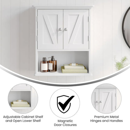 Farmhouse Wall Mounted Bathroom Medicine Cabinet, White